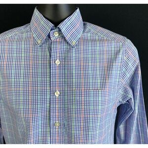 Vineyard Vines Mens XS Blue Pink Plaid Slim Fit Mens Murray Shirt